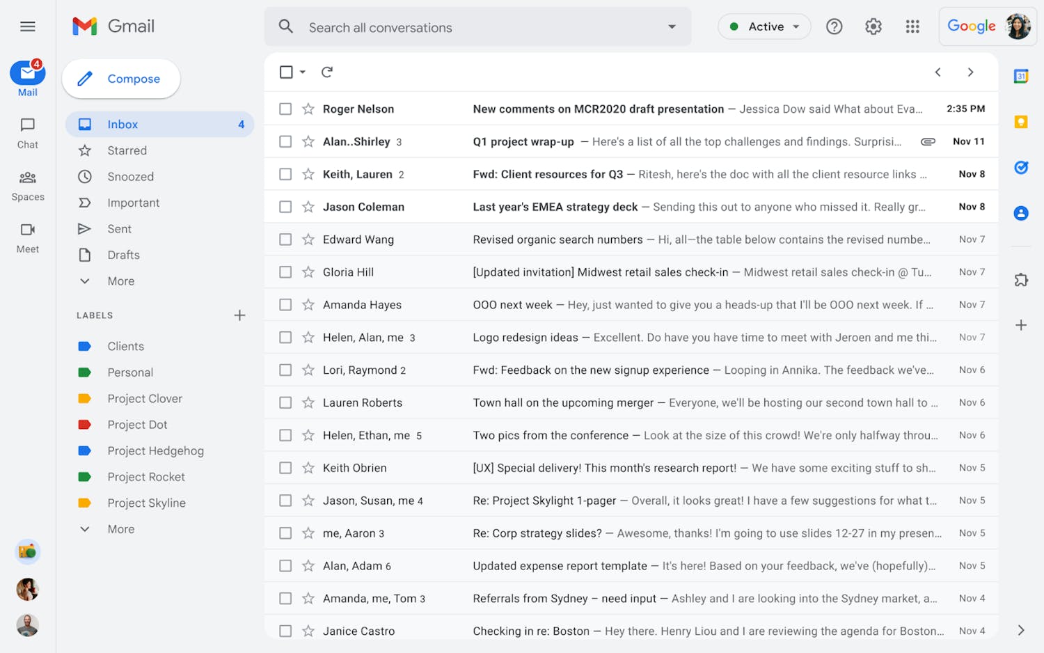 Nyt design Nyt design i Gmail